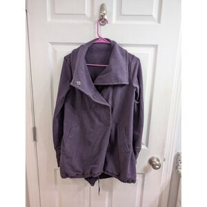 Lululemon Gratitude Wrap Jacket Heathered Zinfandel Snaps Thumbholes - Size 8